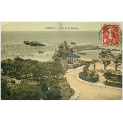 carte postale ancienne 64 BIARRITZ. Pont de la Vierge. Carte toilée 1909