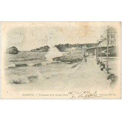 carte postale ancienne 64 BIARRITZ. Promenade Grande Plage 1903