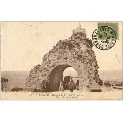 carte postale ancienne 64 BIARRITZ. Rocher de la Vierge 1919