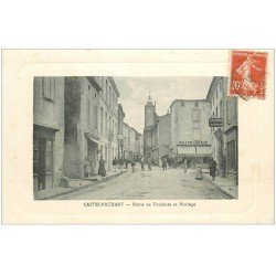 carte postale ancienne 11 CASTELNAUDARY. Horloge Route de Toulouse 1912. Chapellerie et Garage