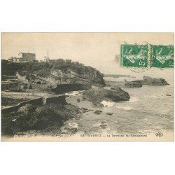 carte postale ancienne 64 BIARRITZ. Terrasse du Sémaphore 1915