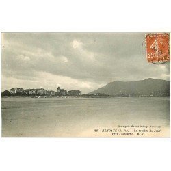 carte postale ancienne 64 HENDAYE. La tombée du Jour vers l'Espagne 1937