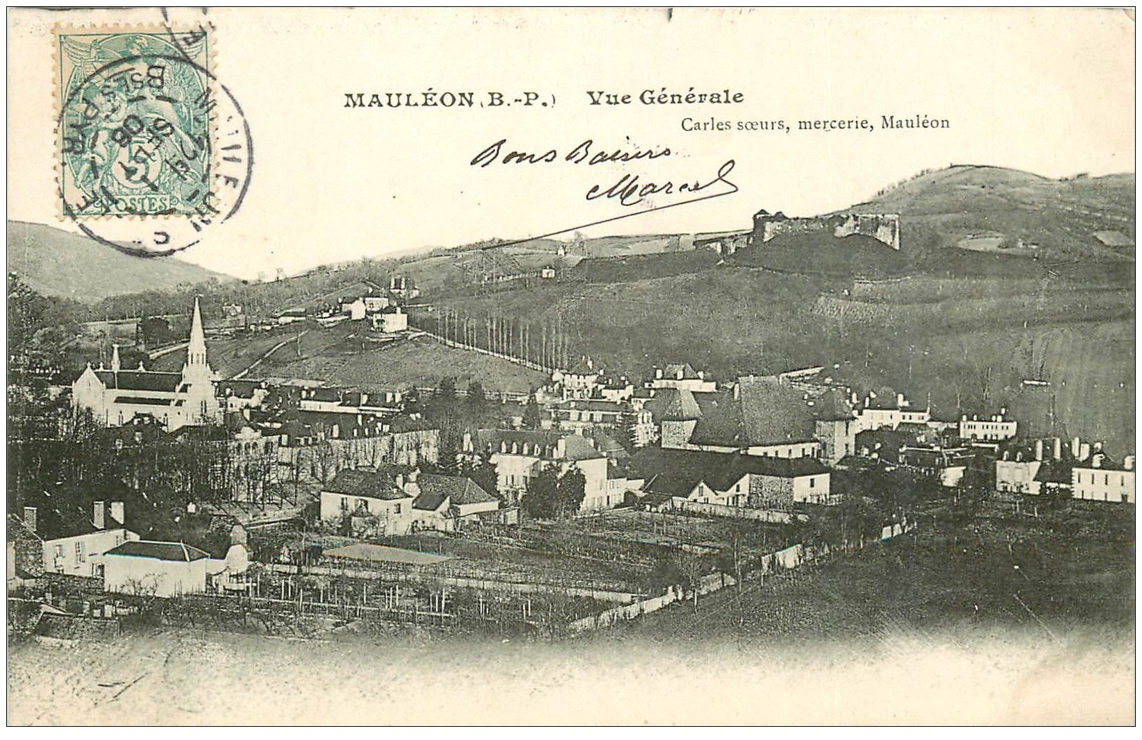 France, La Ferté-Macé, Vue panoramique, Vintage print, circa