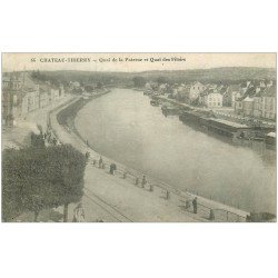 carte postale ancienne 02 CHATEAU-THIERRY. Train Quais de la Poterne et Filoirs 1917