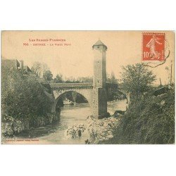 carte postale ancienne 64 ORTHEZ. Le Vieux Pont 1919