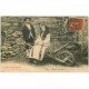 carte postale ancienne 64 OSSAU ou AUSSAU. Paysans Ossalois avec brouette 1907