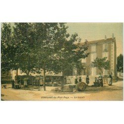 carte postale ancienne 11 CONILHAC-DU-PLAT-PAYS. Le Lavoir 1909. Superbe carte toilée