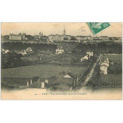 carte postale ancienne 64 PAU. Vue prise de Guindalos 1909. Fine nervure