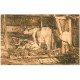 carte postale ancienne 64 PAYS BASQUE. Intérieur d'une Etable d'après Floutier