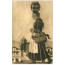 carte postale ancienne 64 PAYS BASQUE. Jour de Marché d'après Jacques le Tanneur 1934