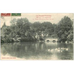 carte postale ancienne 64 SAINT-CHRISTAU. Pièce d'Eau et Pont du Lac 1932