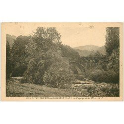 carte postale ancienne 64 SAINT-ETIENNE-DE-BAÏGORRY. Le Pont et Paysage de la Nive