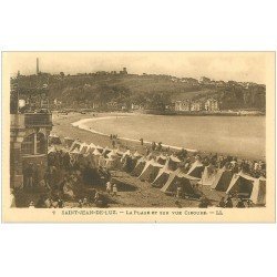 carte postale ancienne 64 SAINT-JEAN-DE-LUZ. Plage et Ciboure 1932