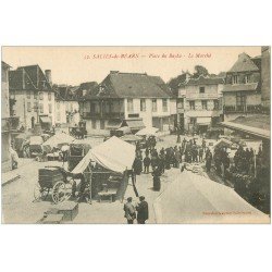 carte postale ancienne 64 SALIES-DE-BEARN. Le Marché Place du Bayaa