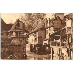 carte postale ancienne 64 SALIES-DE-BEARN. Maisons sur le Saleys 1932