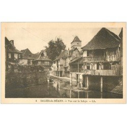 carte postale ancienne 64 SALIES-DE-BEARN. Vue sur le Saleys 1939