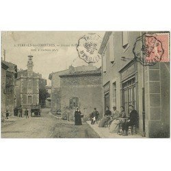 carte postale ancienne 11 FERRALS-LES-CORBIERES. Café Avenue du Pont 1906