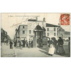47 AGEN. Boulevard de la République Place du Marché. Vespasiennes 1908