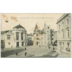 carte postale ancienne 47 AGEN. Musée et Théâtre Ducourneau Plac Hôtel de Ville 1915