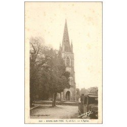 carte postale ancienne 47 BIRAC-SUR-TREC. Eglise et vieux camion