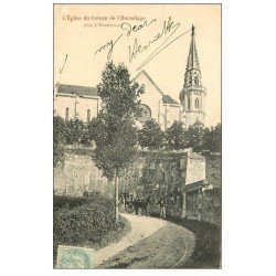 carte postale ancienne 47 EGLISE DU COTEAU DE L'HERMITAGE 1906 avec Attelage