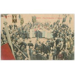 carte postale ancienne 47 MEZIN. Fêtes Présidentielles en 1906. Fanfare et Danseur sur chaise