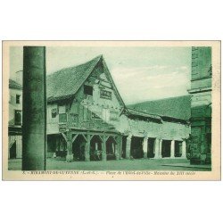 carte postale ancienne 47 MIRAMONT-DE-GUYENNE. Place Hôtel de Ville 1943. Affiche BYRRH et PERNOD et FULGOR