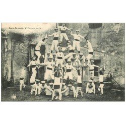 carte postale ancienne 47 VILLENEUVE-SUR-LOT. Les Jeunes Villeneuvois. La Pyramide humaine de Sportifs