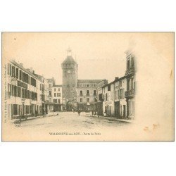 carte postale ancienne 47 VILLENEUVE-SUR-LOT. Porte de Paris vers 1900 Hôtel de France