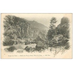 carte postale ancienne 48 GORGES DU TARN. Entrée du Pas de Souci. Perte du Tarn 1901