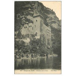 carte postale ancienne 48 GORGES DU TARN. Le Château de la Caze 1914