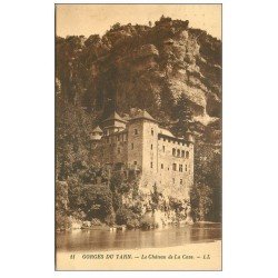carte postale ancienne 48 GORGES DU TARN. Le Château de la Caze 1928