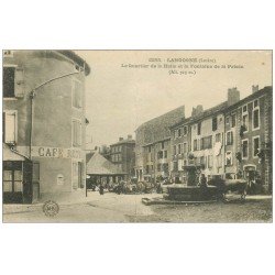 carte postale ancienne 48 LANGOGNE. Quartier de la Halle Fontaine de la Prison 1918