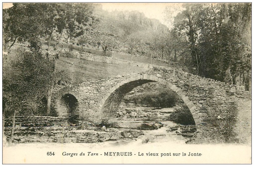 carte postale ancienne 48 MEYRUEIS. Pont sur la Jonte