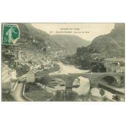 carte postale ancienne 48 SAINTE-ENIMIE. Vue sur le Tarn 1909