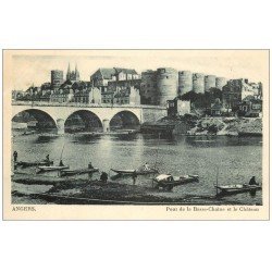 carte postale ancienne 49 ANGERS. Port de la Basse-Chaîne avec Pêcheurs sur barque