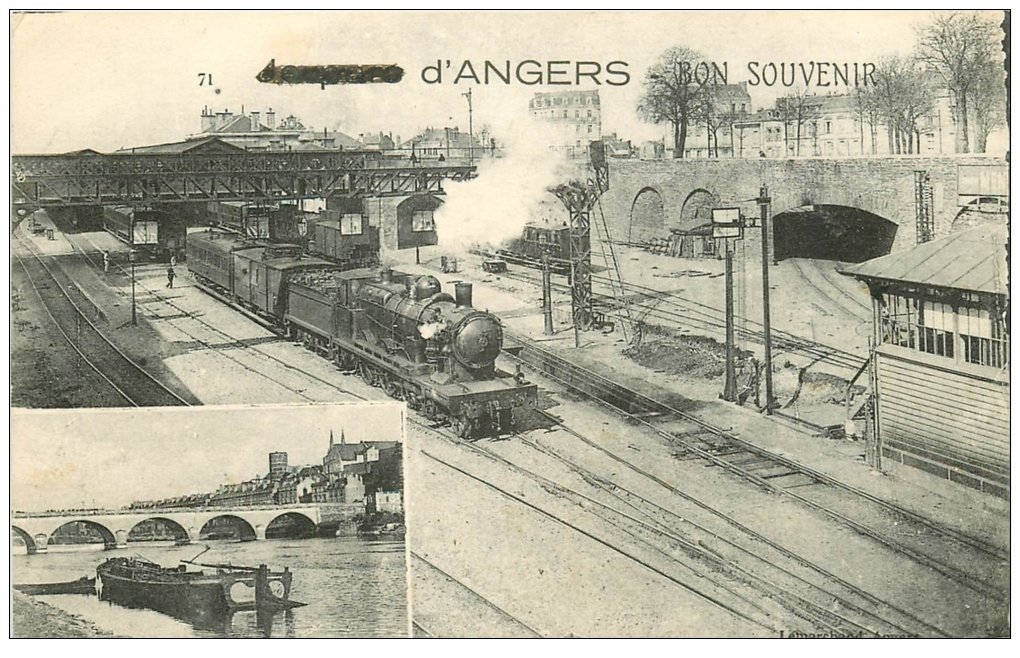 49 ANGERS. Train Locomotive et Péniche