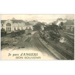 carte postale ancienne 49 ANGERS. Trains Locomotives sortant de Gare