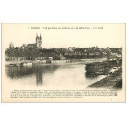 carte postale ancienne 49 ANGERS. Vue générale Maine et Cathédrale. Bateaux Lavoir