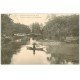 carte postale ancienne 49 CHAMPTOCE. Etang des Acacias 1912 Femme en barque