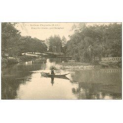 carte postale ancienne 49 CHAMPTOCE. Etang des Acacias 1912 Femme en barque