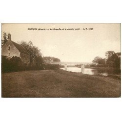 carte postale ancienne 49 CHEFFES. Chapelle et Premier Pont
