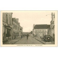 carte postale ancienne 49 HOTELLERIE-DE-FLEE. Voiture ancienne Rue principale
