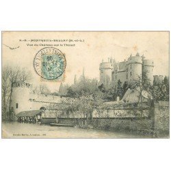 carte postale ancienne 49 MONTREUIL-BELLAY. Château sur le Thouet 1905 Lavoir et Lavandières