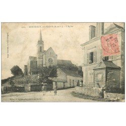 carte postale ancienne 49 MONTREUIL-SUR-MAINE. L'Eglise 1905 (en l'état)...
