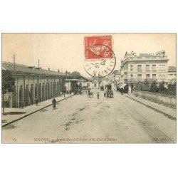 carte postale ancienne 49 SAUMUR. Gare d'Orléans Avenue David d'Angers 1908. Hôtel Terminus