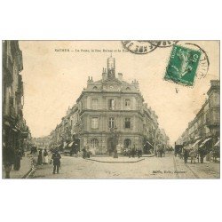 carte postale ancienne 49 SAUMUR. La Poste Rue Balzac et Orléans 1914