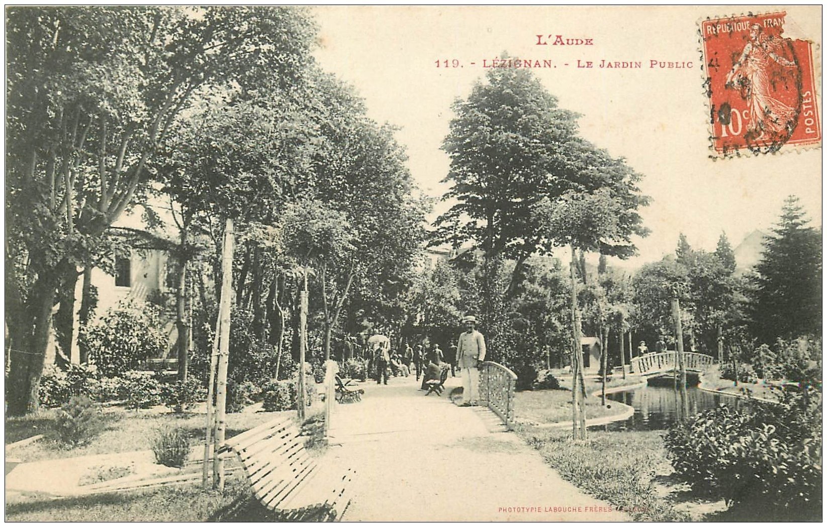 11 LEZIGNAN. Le Jardin Public 1910
