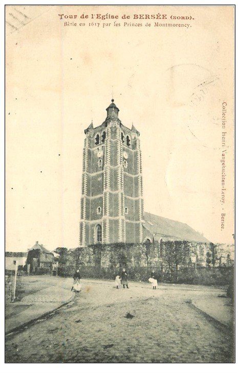 carte postale ancienne 59 BERSEE. Tour de l'Eglise 1912