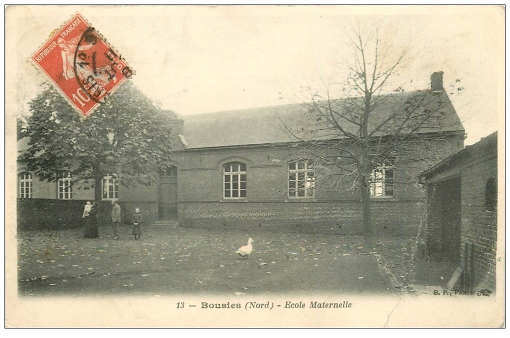 carte postale ancienne 59 BOUSIES. Ecole Maternelle 1909